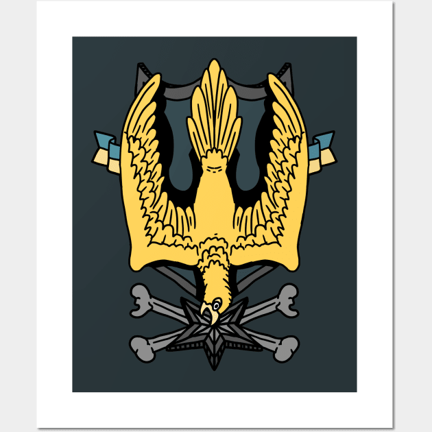 ukrainian hawk striking a soviet star. Wall Art by JJadx